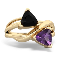 Onyx Split Band Swirl 14K Yellow Gold ring R2341