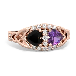 Onyx Sparkling Celtic Knot 14K Rose Gold ring R2645