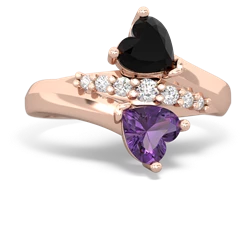 Onyx Heart To Heart 14K Rose Gold ring R2064