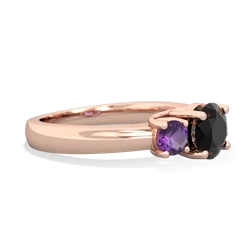 Onyx Three Stone Round Trellis 14K Rose Gold ring R4018