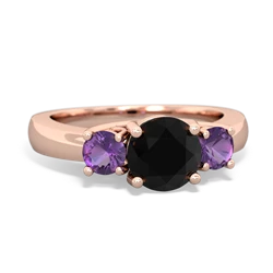 Onyx Three Stone Round Trellis 14K Rose Gold ring R4018