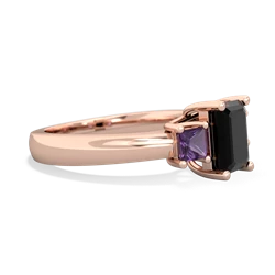 Onyx Three Stone Emerald-Cut Trellis 14K Rose Gold ring R4021