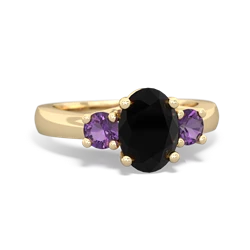 Onyx Three Stone Oval Trellis 14K Yellow Gold ring R4024