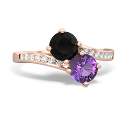 Onyx Channel Set Two Stone 14K Rose Gold ring R5303