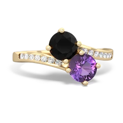 Onyx Channel Set Two Stone 14K Yellow Gold ring R5303