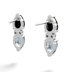 Onyx Bowtie Drop 14K White Gold earrings E0865