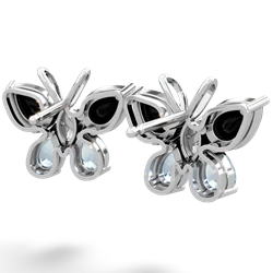 Onyx Butterfly 14K White Gold earrings E2215