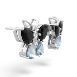 Onyx Butterfly 14K White Gold earrings E2215