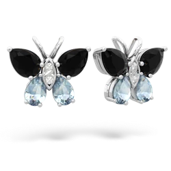 Onyx Butterfly 14K White Gold earrings E2215