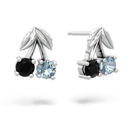Onyx Sweet Cherries 14K White Gold earrings E7001