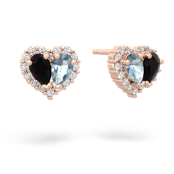 Onyx Halo 14K Rose Gold earrings E7008