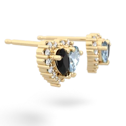 Onyx Halo 14K Yellow Gold earrings E7008