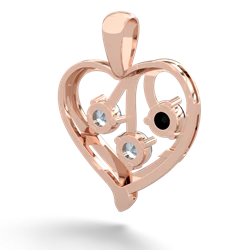 Onyx Glowing Heart 14K Rose Gold pendant P2233