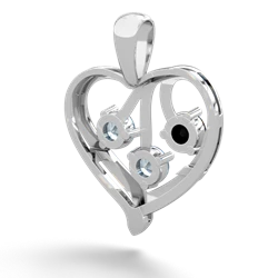 Onyx Glowing Heart 14K White Gold pendant P2233