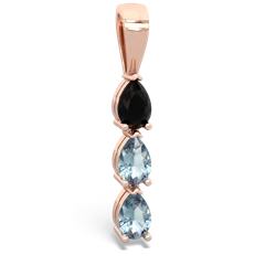 Onyx Dew Drops 14K Rose Gold pendant P2251