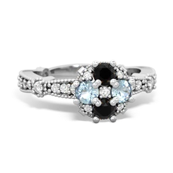 Onyx Sparkling Tiara Cluster 14K White Gold ring R26293RD