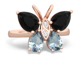 Onyx Butterfly 14K Rose Gold ring R2215