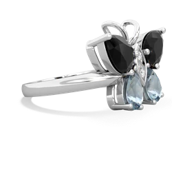 Onyx Butterfly 14K White Gold ring R2215