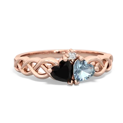 Onyx Heart To Heart Braid 14K Rose Gold ring R5870