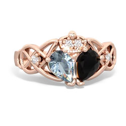 Onyx 'One Heart' Celtic Knot Claddagh 14K Rose Gold ring R5322