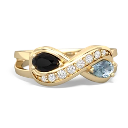 Onyx Diamond Infinity 14K Yellow Gold ring R5390