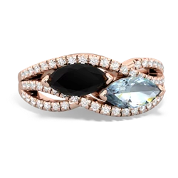 Onyx Diamond Rivers 14K Rose Gold ring R3070