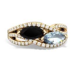 Onyx Diamond Rivers 14K Yellow Gold ring R3070