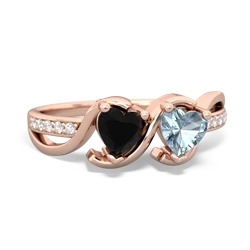 Onyx Side By Side 14K Rose Gold ring R3090