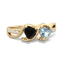 Onyx Side By Side 14K Yellow Gold ring R3090