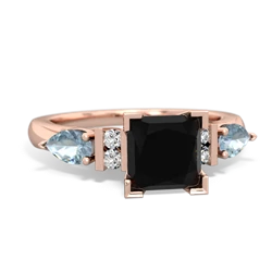 Onyx 6Mm Princess Eternal Embrace Engagement 14K Rose Gold ring C2002