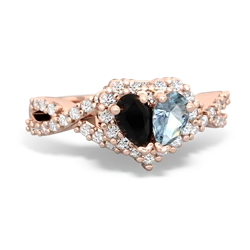 Onyx Diamond Twist 'One Heart' 14K Rose Gold ring R2640HRT