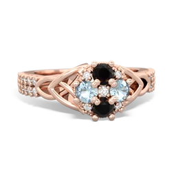 Onyx Celtic Knot Cluster Engagement 14K Rose Gold ring R26443RD