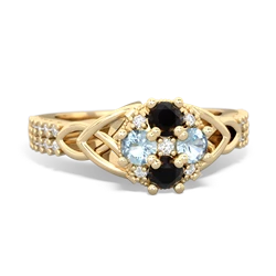 Onyx Celtic Knot Cluster Engagement 14K Yellow Gold ring R26443RD