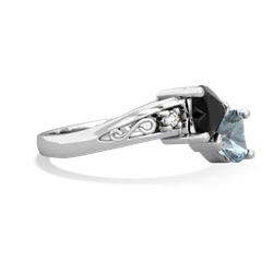 Onyx Snuggling Hearts 14K White Gold ring R2178