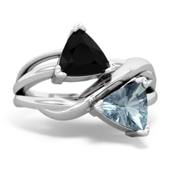 Onyx Split Band Swirl 14K White Gold ring R2341