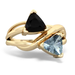 Onyx Split Band Swirl 14K Yellow Gold ring R2341