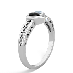 Onyx Filligree 'One Heart' 14K White Gold ring R5070