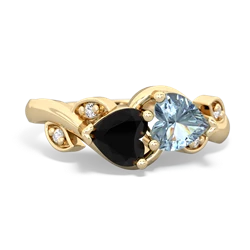 Onyx Floral Elegance 14K Yellow Gold ring R5790