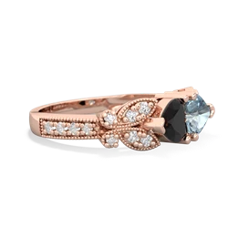 Onyx Diamond Butterflies 14K Rose Gold ring R5601