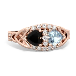 Onyx Sparkling Celtic Knot 14K Rose Gold ring R2645