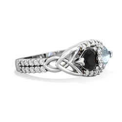 Onyx Sparkling Celtic Knot 14K White Gold ring R2645