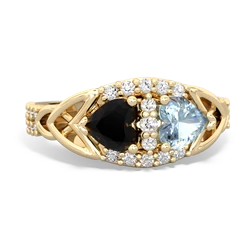 Onyx Sparkling Celtic Knot 14K Yellow Gold ring R2645