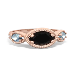 Onyx Milgrain Marquise 14K Rose Gold ring R5700