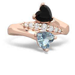 Onyx Heart To Heart 14K Rose Gold ring R2064