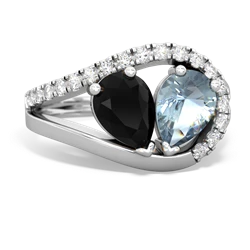 Onyx Nestled Heart Keepsake 14K White Gold ring R5650