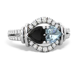 Onyx Art-Deco Keepsake 14K White Gold ring R5630