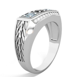 Onyx Three Stone Tire Tread Men's 14K White Gold ring R0520