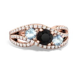 Onyx Three Stone Aurora 14K Rose Gold ring R3080