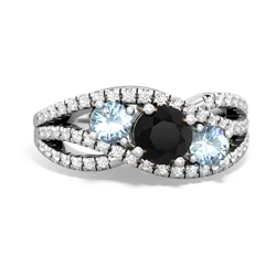 Onyx Three Stone Aurora 14K White Gold ring R3080