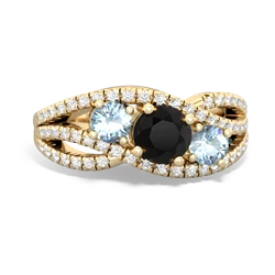 Onyx Three Stone Aurora 14K Yellow Gold ring R3080